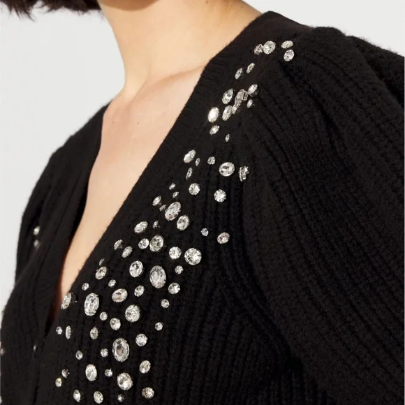 NWT White House Black Market Black Cardigan with Embellishments Sz XL - Picture 3 of 5